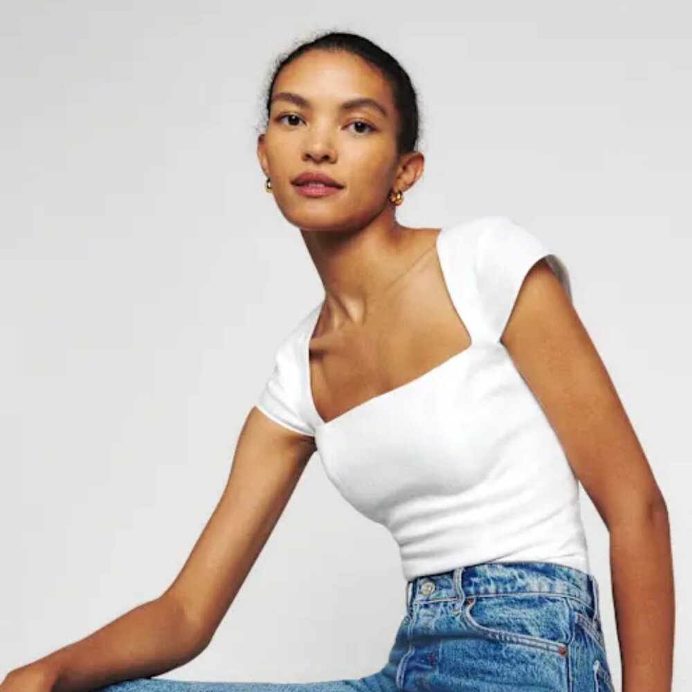 Reformation Cora Linen Top White - Size 12